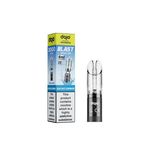 DOJO BLAST 2000 Go Transparent Pod & Refill (Powered by Vaporesso) - Blue Razz Lemonade