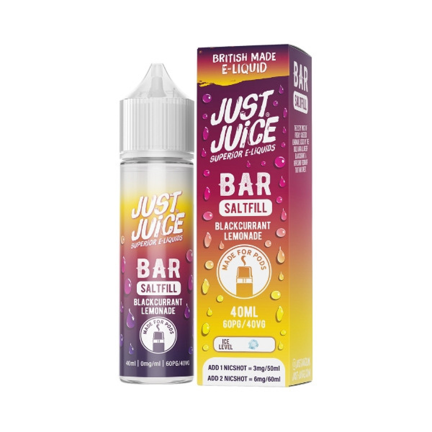 Just Juice Bar - 40ml - Blackcurrant Lemonade - Saltfill Just Juice Bar - 40ml - Blackcurrant Lemonade - Saltfill