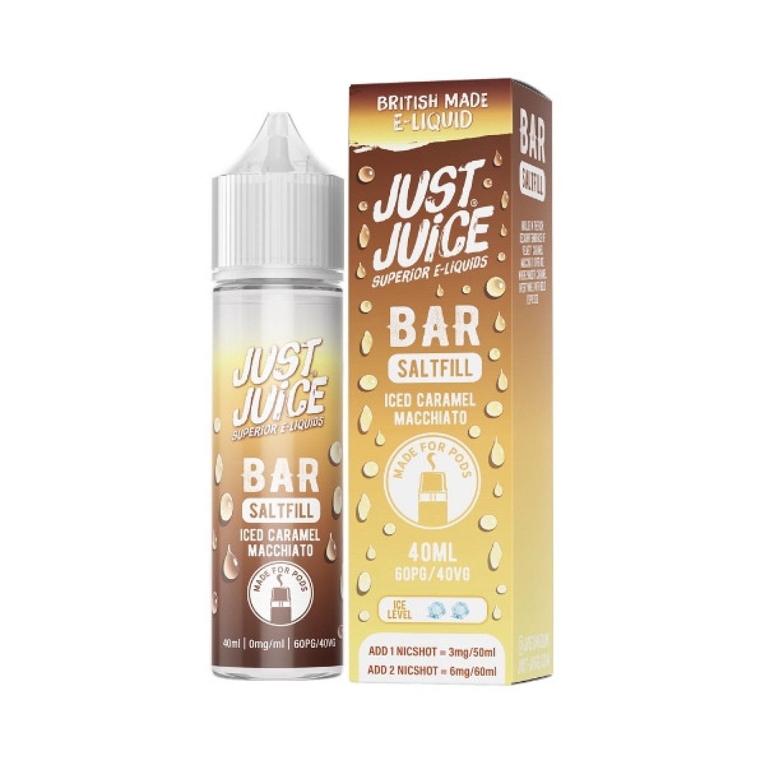 Just Juice Bar - 40ml - Iced Caramel Macchiato - Saltfill Just Juice Bar - 40ml - Iced Caramel Macchiato - Saltfill