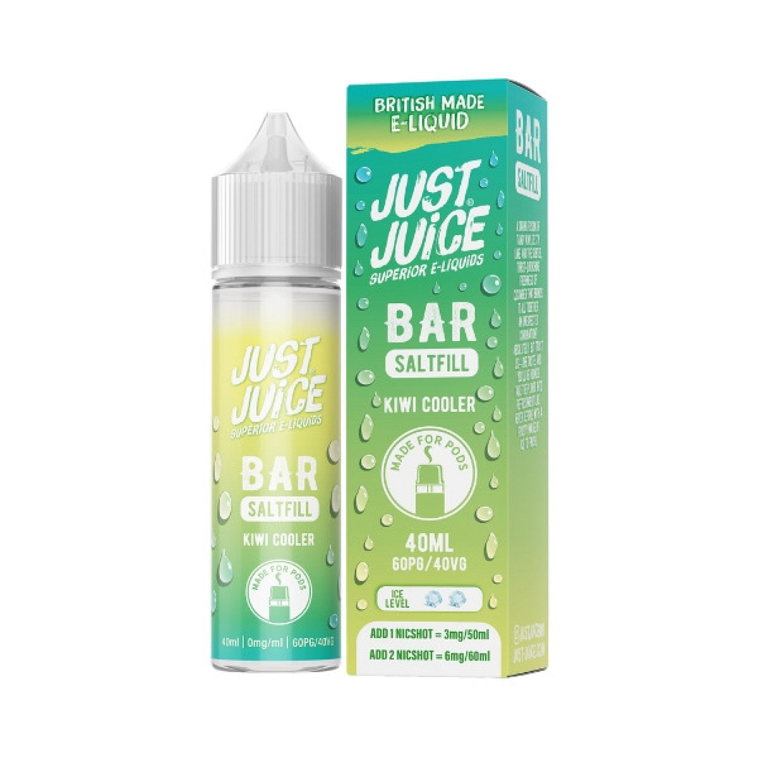 Just Juice Bar - 40ml - Kiwi Cooler - Saltfill Just Juice Bar - 40ml - Kiwi Cooler - Saltfill