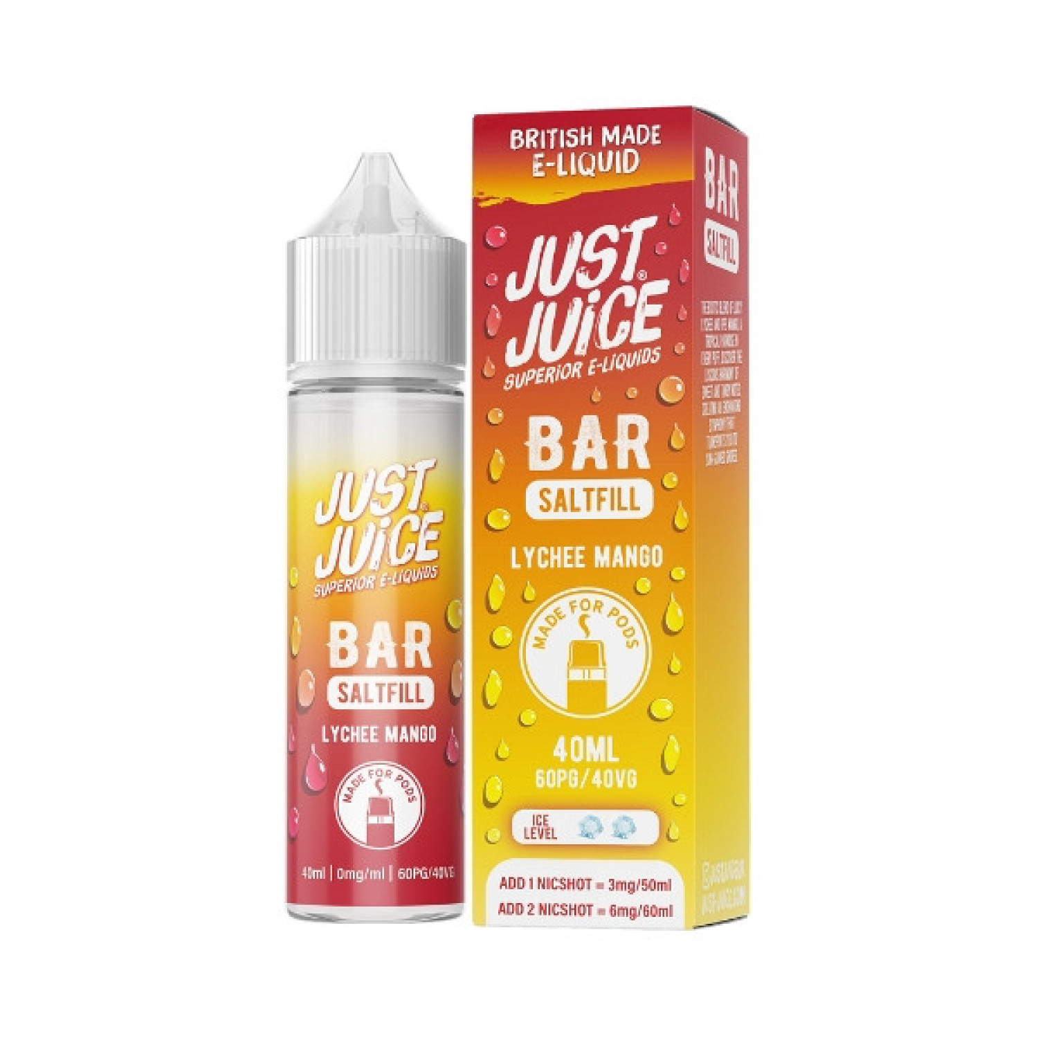 Just Juice Bar - 40ml - Lychee Mango - Saltfill Just Juice Bar - 40ml - Lychee Mango - Saltfill
