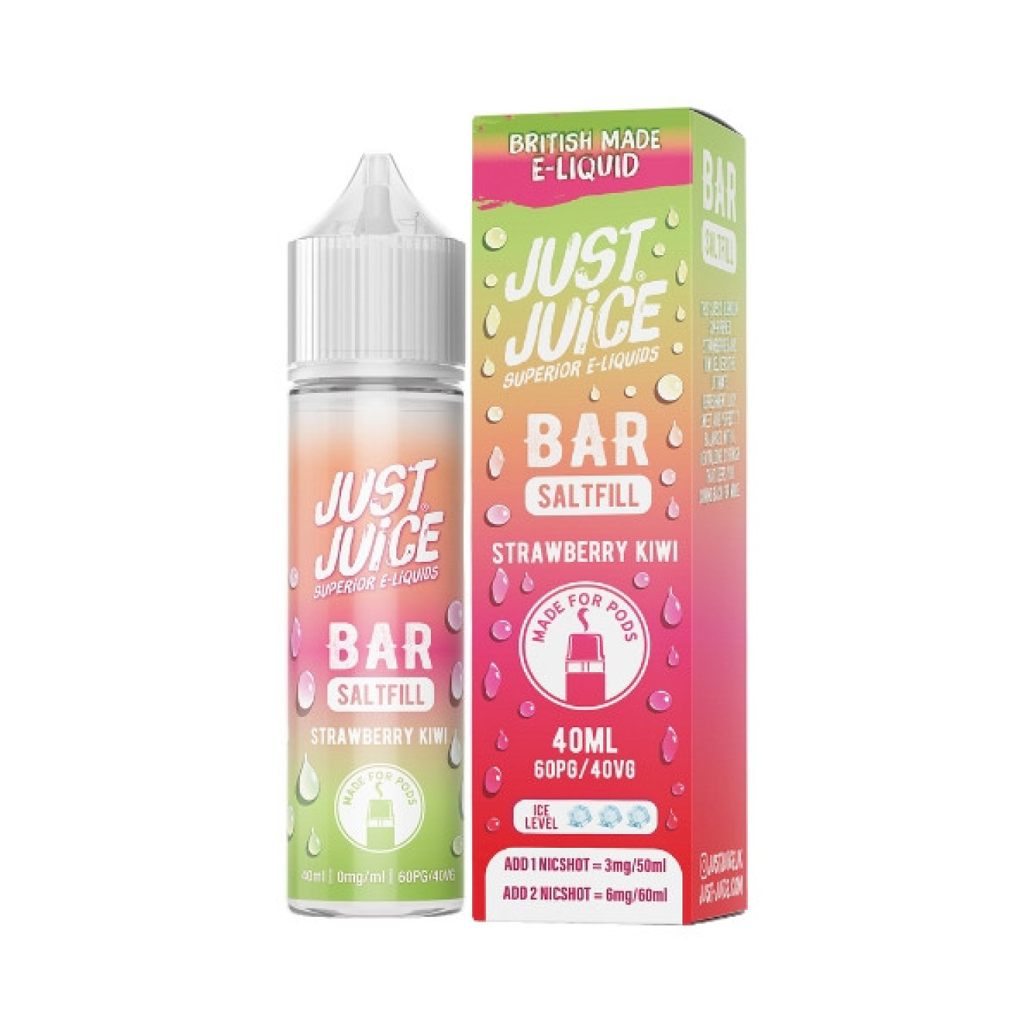 Just Juice Bar - 40ml - Strawberry Kiwi - Saltfill Just Juice Bar - 40ml - Strawberry Kiwi - Saltfill