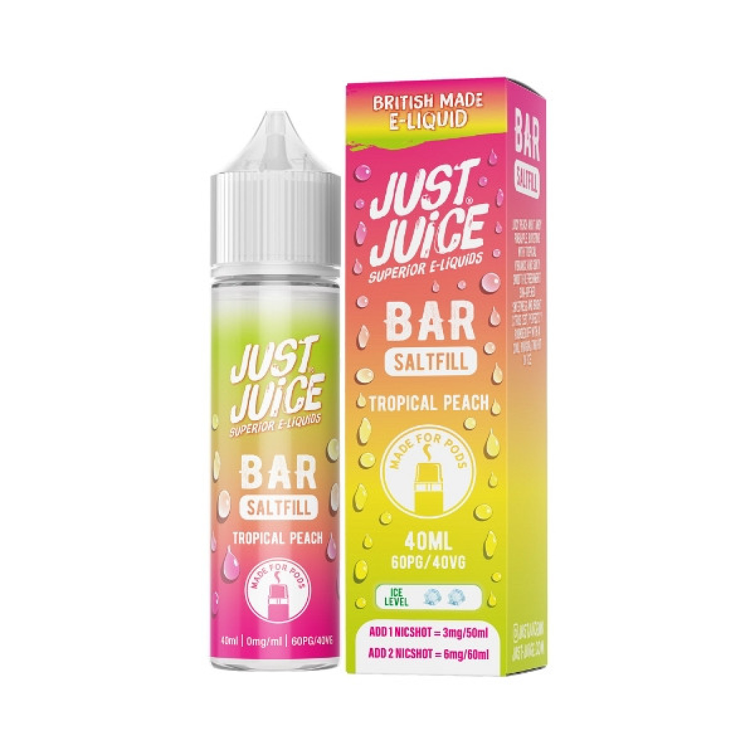 Just Juice Bar - 40ml - Tropical Peach - Saltfill Just Juice Bar - 40ml - Tropical Peach - Saltfill