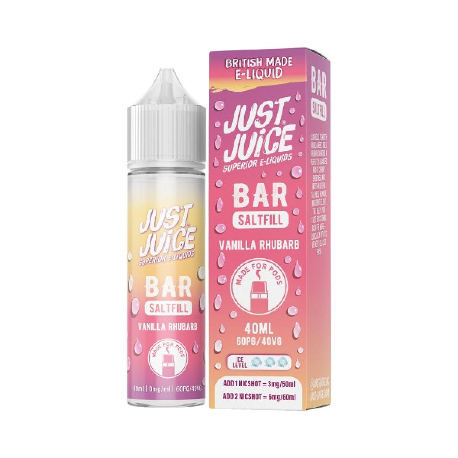 Just Juice Bar - 40ml - Vanilla Rhubarb - Saltfill Just Juice Bar - 40ml - Vanilla Rhubarb - Saltfill