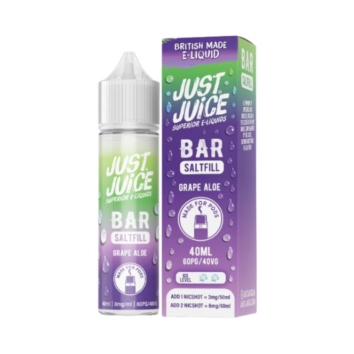 Just Juice Bar - 40ml - Grape Aloe - Saltfill Just Juice Bar - 40ml - Grape Aloe - Saltfill
