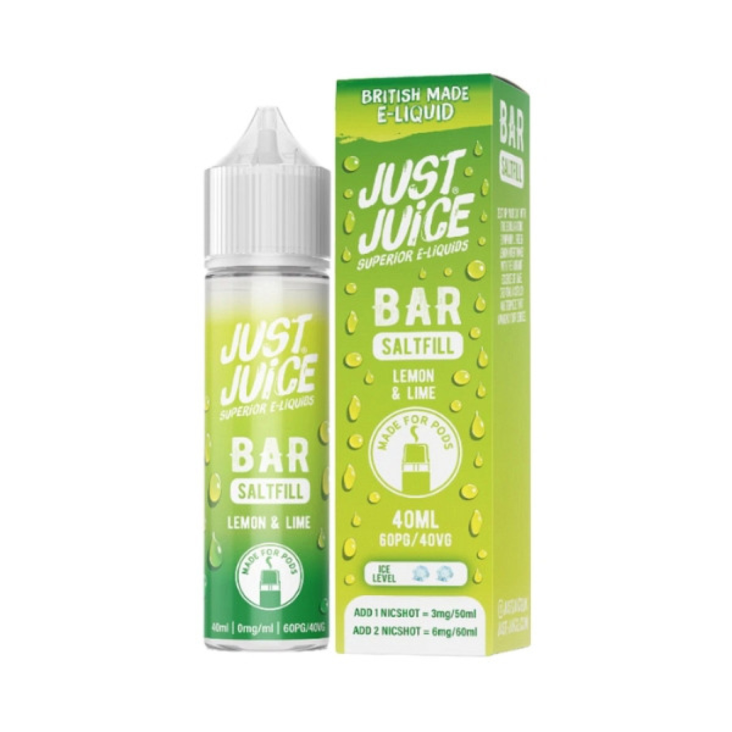 Just Juice Bar - 40ml - Lemon & Lime - Saltfill Just Juice Bar - 40ml - Lemon & Lime - Saltfill