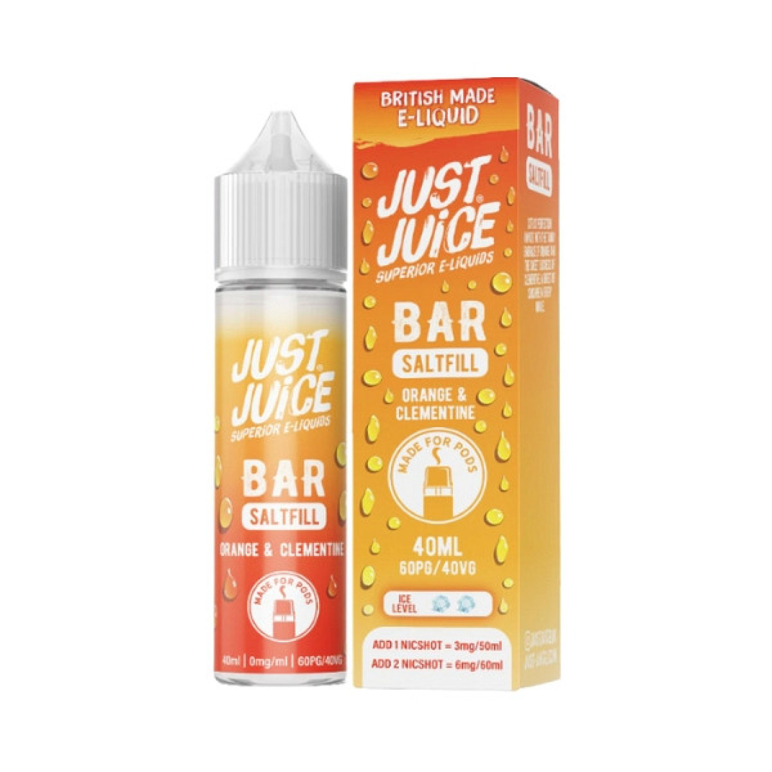 Just Juice Bar - 40ml - Orange & Clementine - Saltfill Just Juice Bar - 40ml - Orange & Clementine - Saltfill