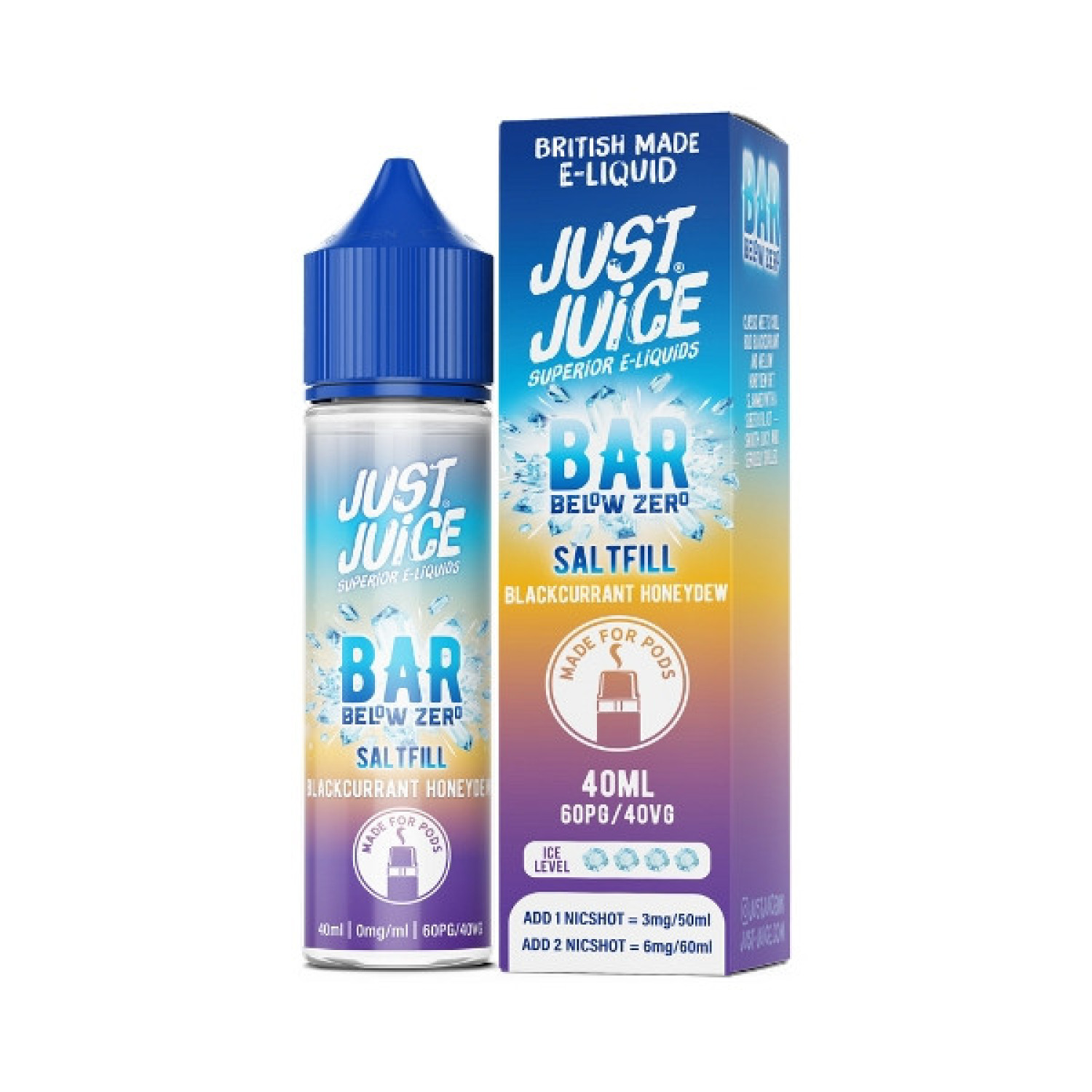 Just Juice Bar Below Zero - 40ml - Blackcurrant Honeydew - Saltfill Just Juice Bar Below Zero - 40ml - Blackcurrant Honeydew - Saltfill