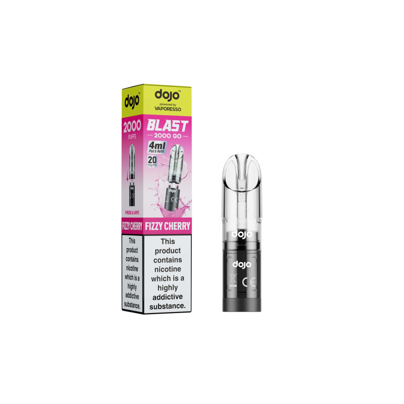 DOJO BLAST 2000 Go Transparent Pod & Refill (Powered by Vaporesso) - Fizzy Cherry DOJO BLAST 2000 Go Transparent Pod & Refill (Powered by Vaporesso) - Fizzy Cherry